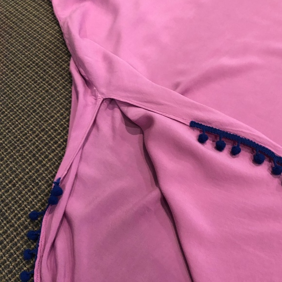 GYPSY 05 SAND PINK/WHITE TIE DYE COVERUP W BLUE POMPOMS - Picture 13 of 13